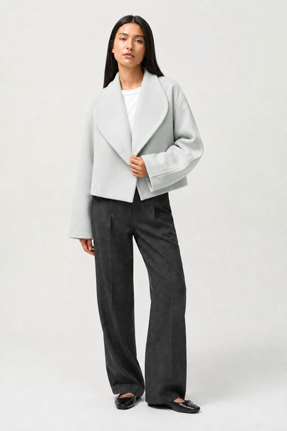 Winslow Cropped Shawl Coat in Ivory