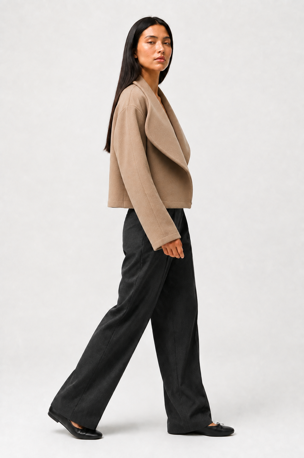 Winslow Cropped Shawl Coat in Camel