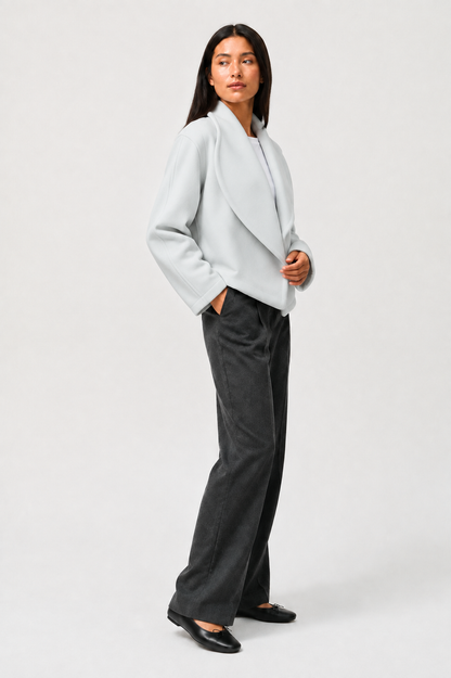 Winslow Cropped Shawl Coat in Ivory