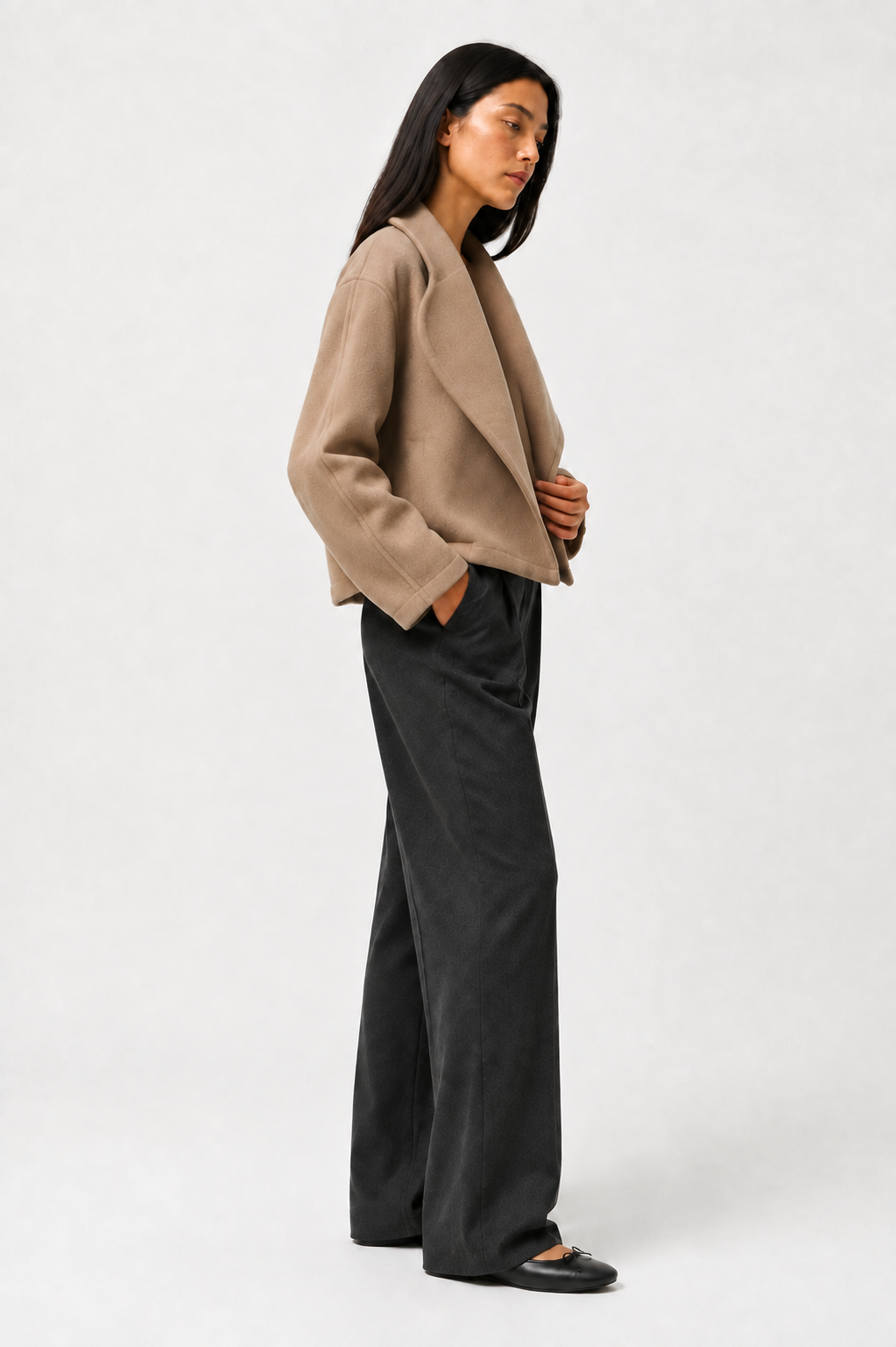 Winslow Cropped Shawl Coat in Camel