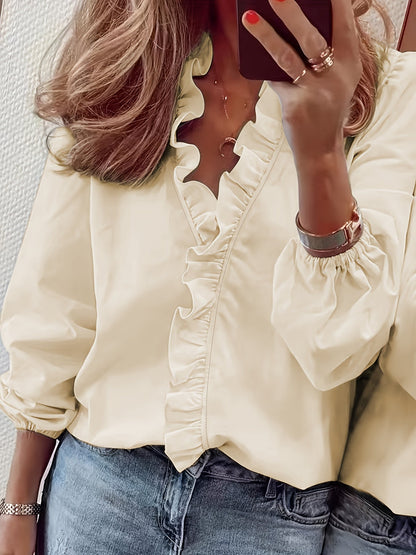 ASHMORE LANE | Ruffle-Trim V-Neck Blouse