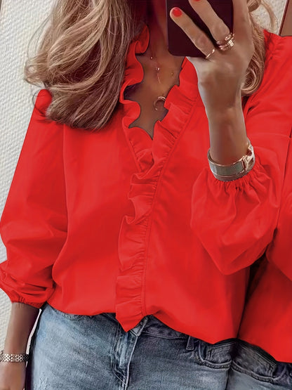 ASHMORE LANE | Ruffle-Trim V-Neck Blouse