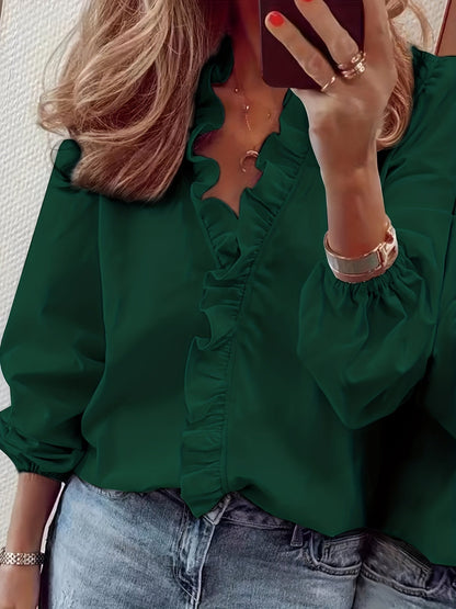 ASHMORE LANE | Ruffle-Trim V-Neck Blouse