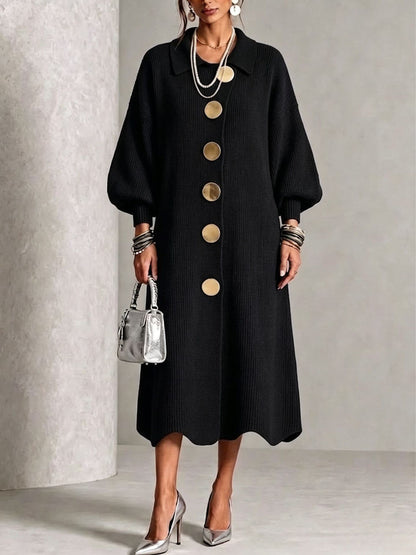 Evelyn | Elegant Button Knit Dress