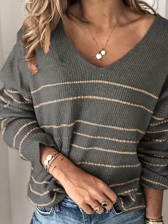 ASHMORE LANE | Aira Striped V-Neck Jumper