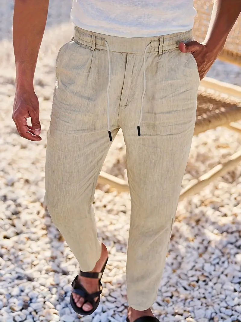 ASHMORE LANE | Wide-Leg Linen Drawstring Trousers