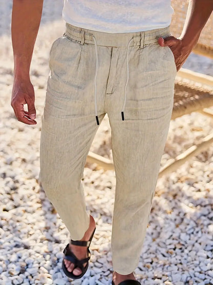 ASHMORE LANE | Wide-Leg Linen Drawstring Trousers