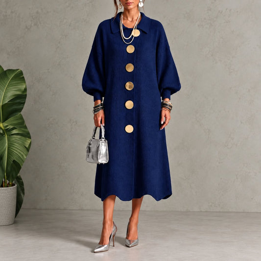 Evelyn | Elegant Button Knit Dress