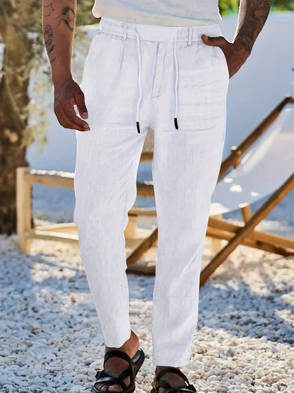 ASHMORE LANE | Wide-Leg Linen Drawstring Trousers