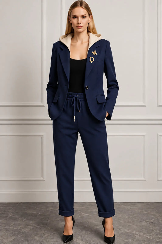 The Beaumont Hooded Trouser Suit in Navy