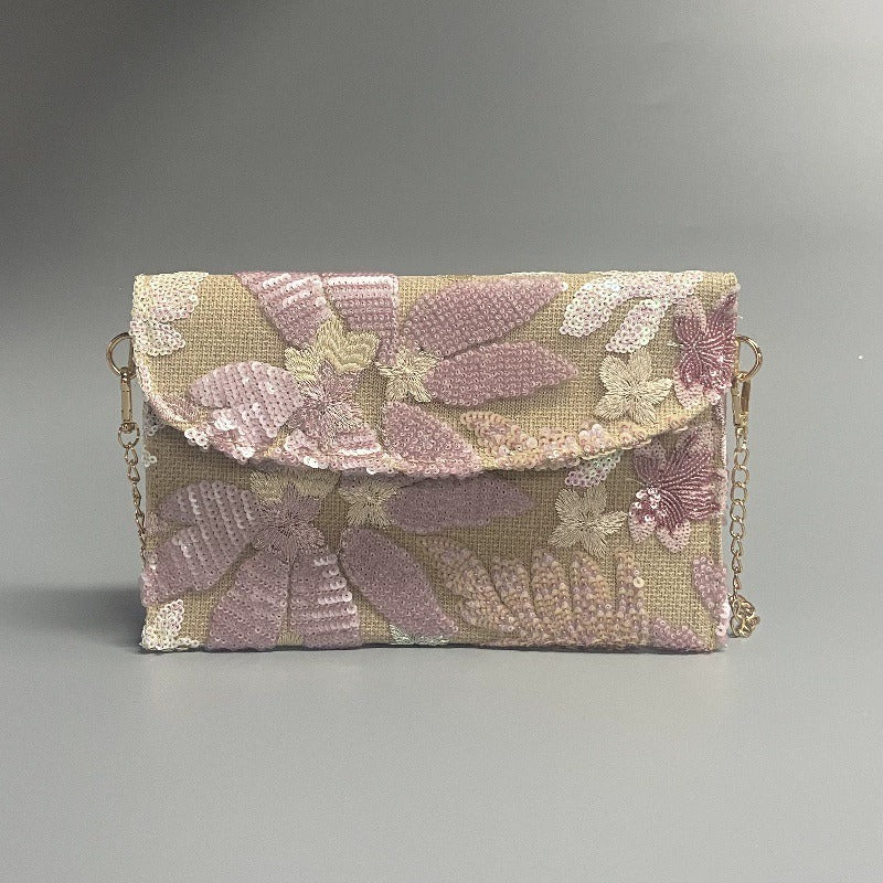 BLUSHBLOOM | FLORAL SEQUIN CLUTCH CROSSBODY BAG