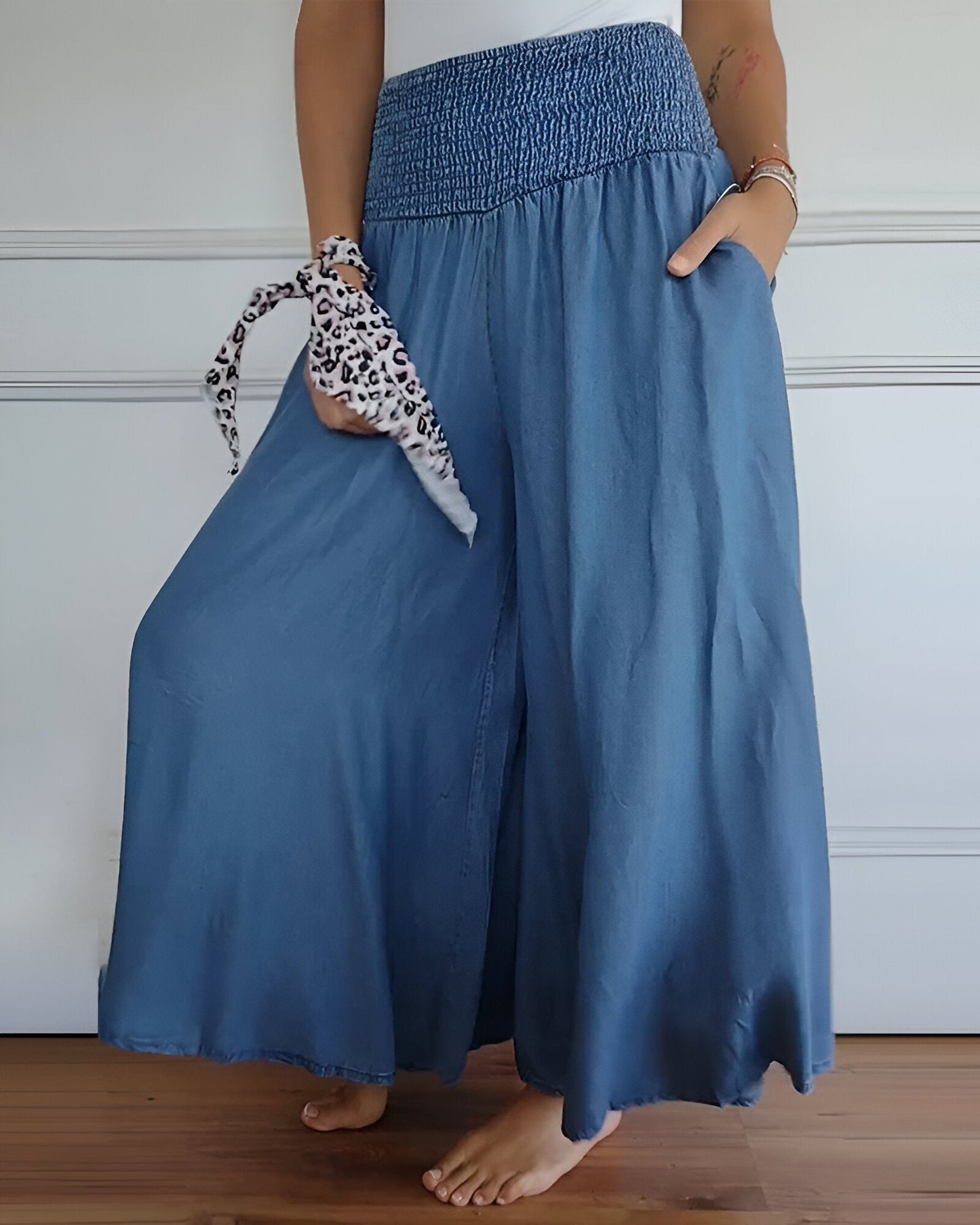 ASHMORE LANE | Smocked-Waist Wide Trousers