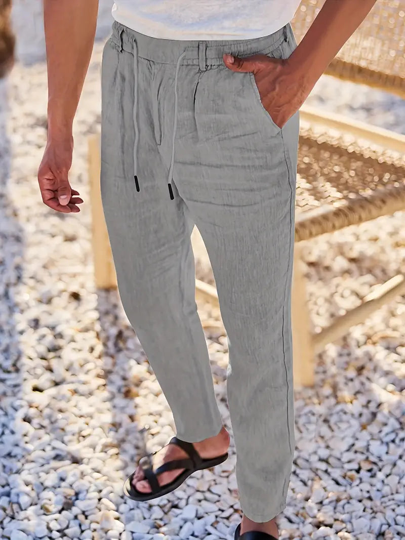 ASHMORE LANE | Wide-Leg Linen Drawstring Trousers