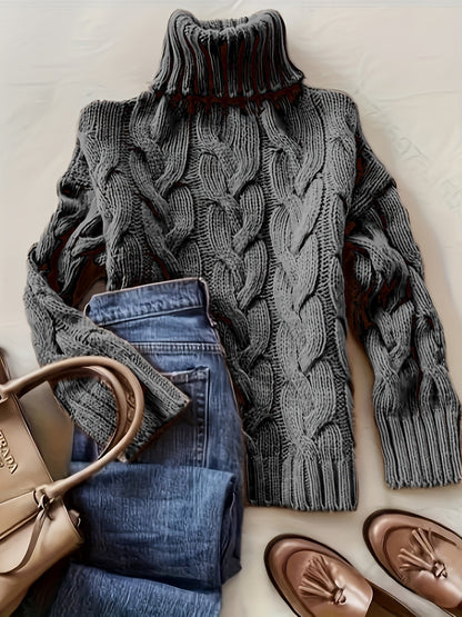 Ellie™ | Cozy Cable Knit Turtleneck Sweater