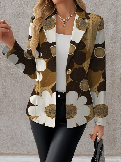 Printed tailored blazer in Cocoa Daisy