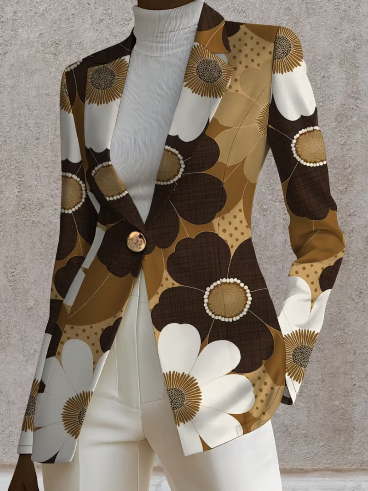 Printed tailored blazer in Cocoa Daisy