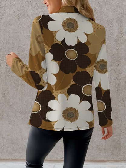 Printed tailored blazer in Cocoa Daisy