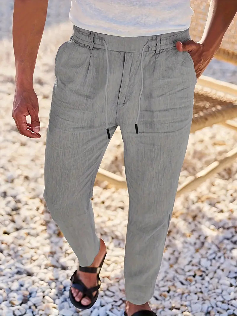 ASHMORE LANE | Wide-Leg Linen Drawstring Trousers
