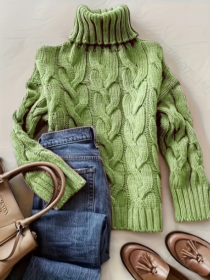 Ellie™ | Cozy Cable Knit Turtleneck Sweater