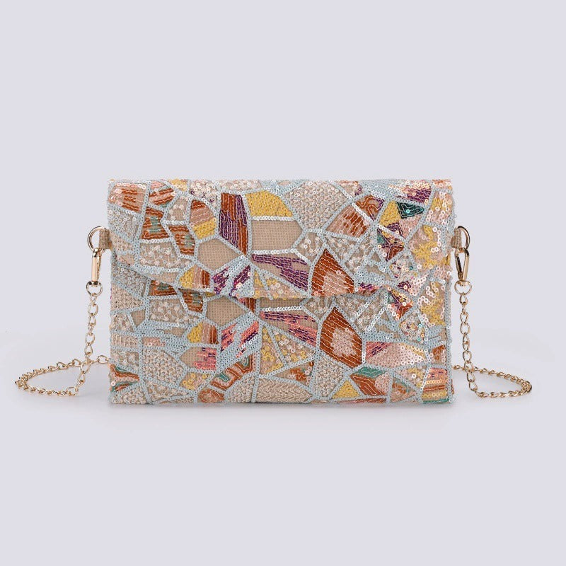 MOSAICGLOW | ABSTRACT SEQUIN CLUTCH CROSSBODY BAG