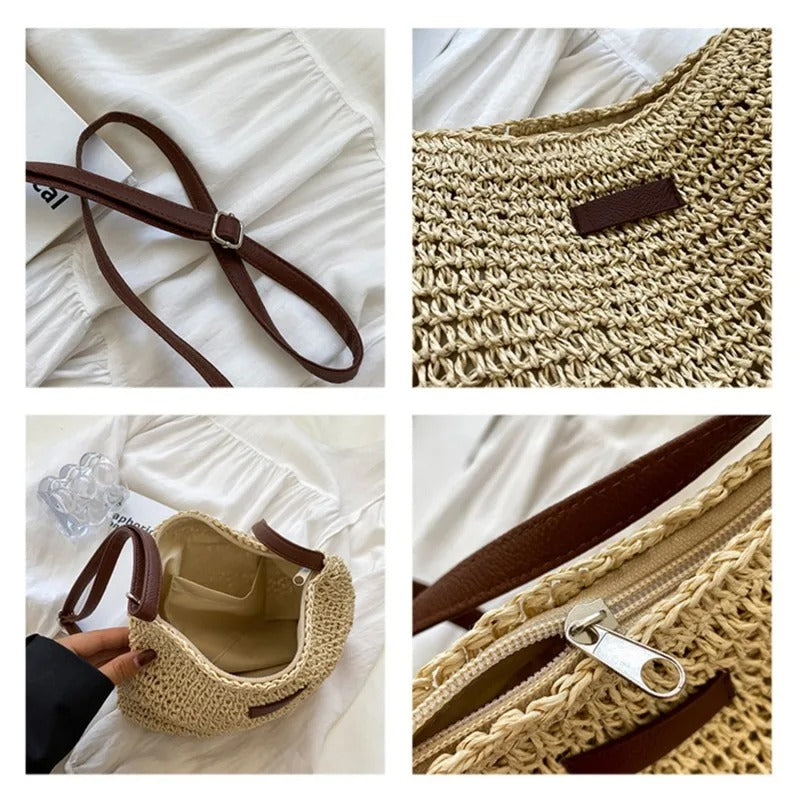 ASHMORE LANE | Camille Woven Round-Handle Bag
