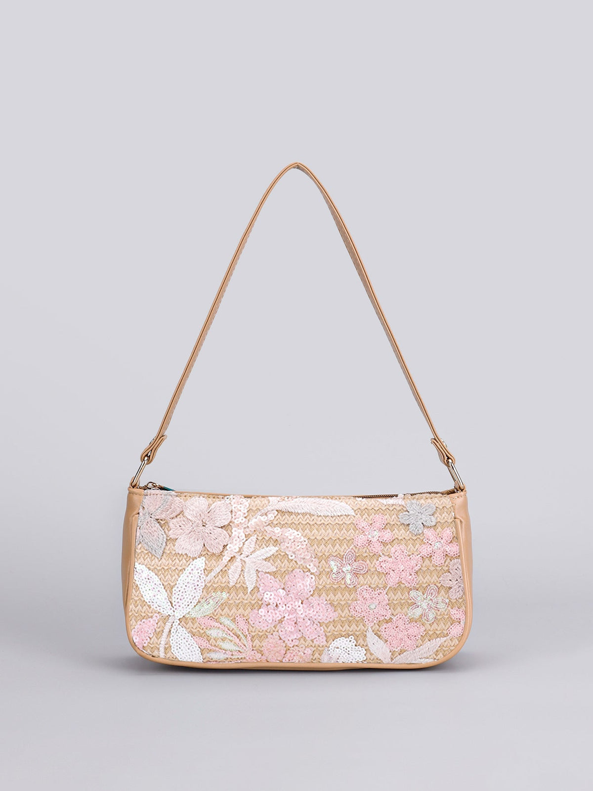 PETALBLUSH | PINK FLORAL SEQUIN SHOULDER BAG