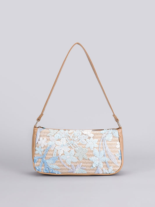 FROSTBLOOM | BLUE FLORAL SEQUIN SHOULDER BAG