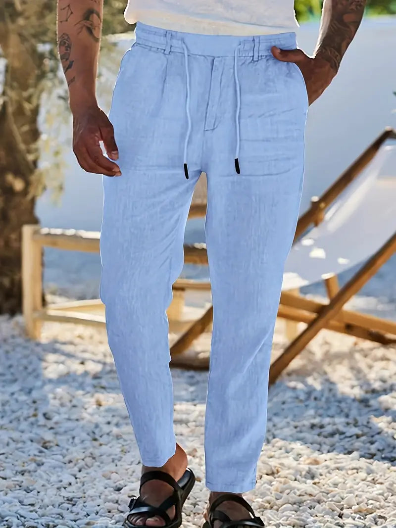 ASHMORE LANE | Wide-Leg Linen Drawstring Trousers