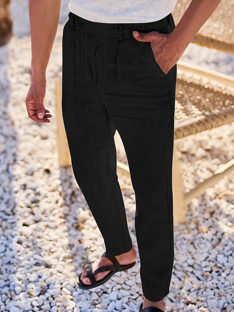 ASHMORE LANE | Wide-Leg Linen Drawstring Trousers