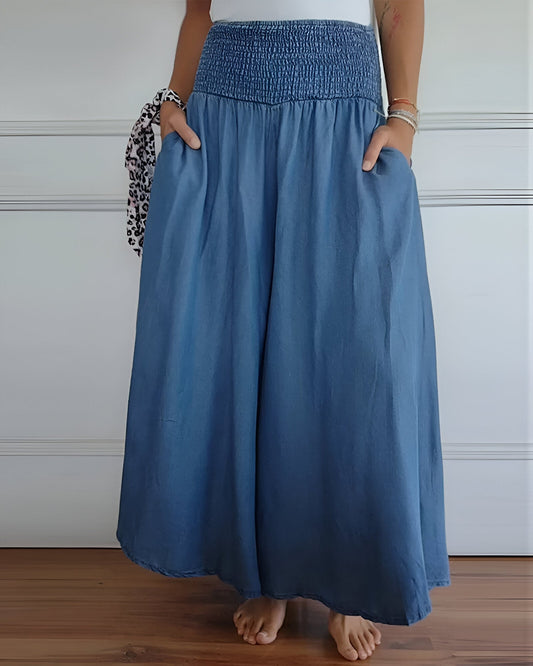 ASHMORE LANE | Smocked-Waist Wide Trousers
