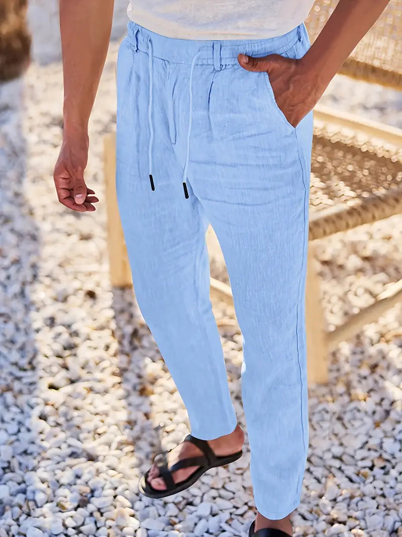 ASHMORE LANE | Wide-Leg Linen Drawstring Trousers