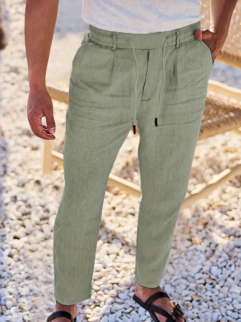 ASHMORE LANE | Wide-Leg Linen Drawstring Trousers