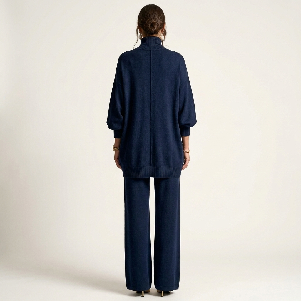 Essy | Metal Button High-Collar Two-Piece Knit Set