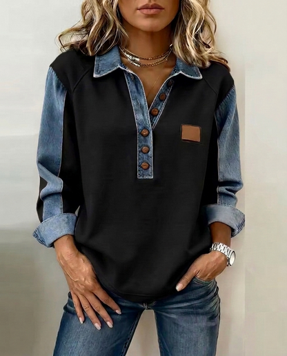 Carly |Two-Tone Collared Pullover