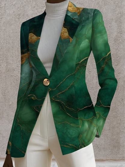 Printed tailored blazer in Emerald Marble