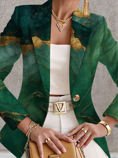 Printed tailored blazer in Emerald Marble