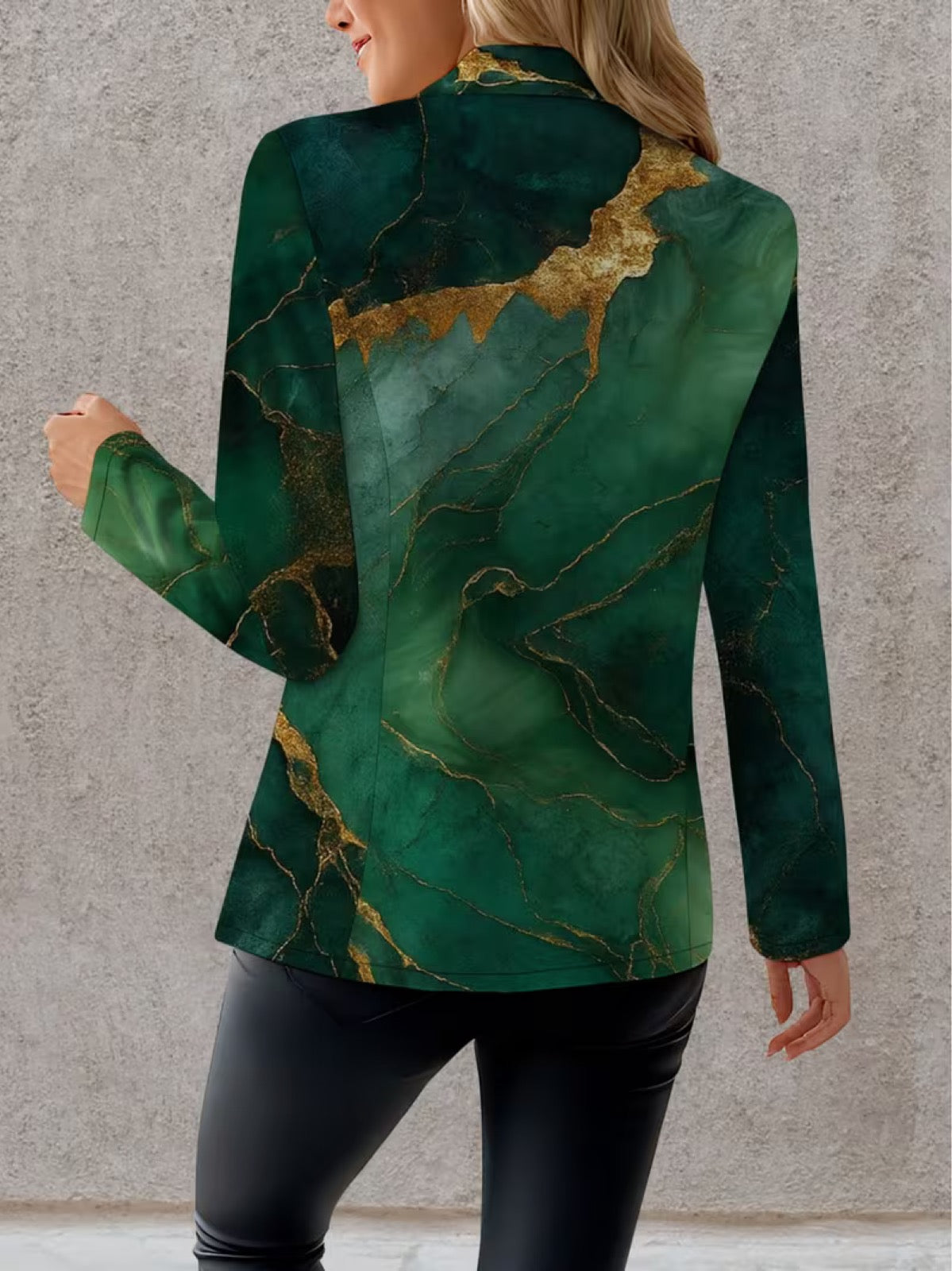Printed tailored blazer in Emerald Marble