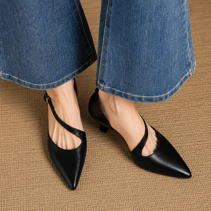 Avena | Genuine Leather Crossover Strap Heels