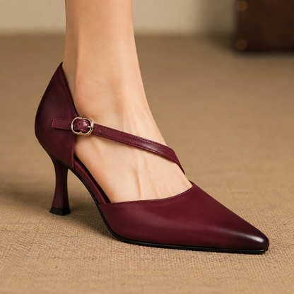 Avena | Genuine Leather Crossover Strap Heels