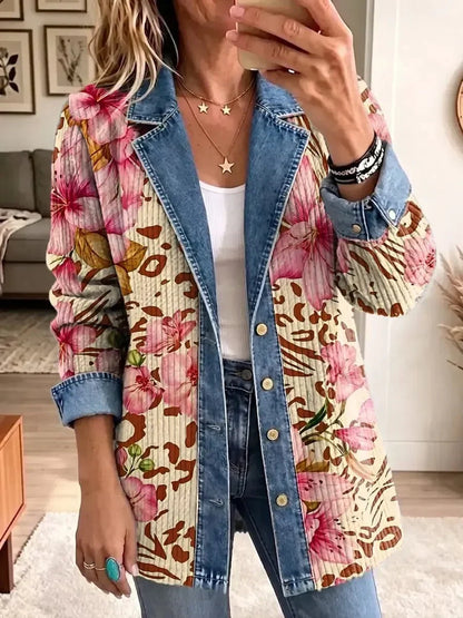 Luna | Retro Floral Leopard Pattern Art Jacket