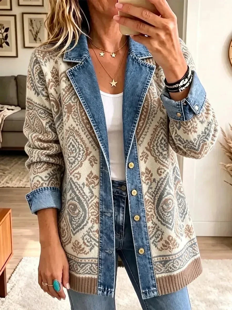 Amelia | Retro Ethnic Denim Patchwork Stylish Jacket