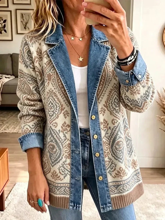 Amelia | Retro Ethnic Denim Patchwork Stylish Jacket