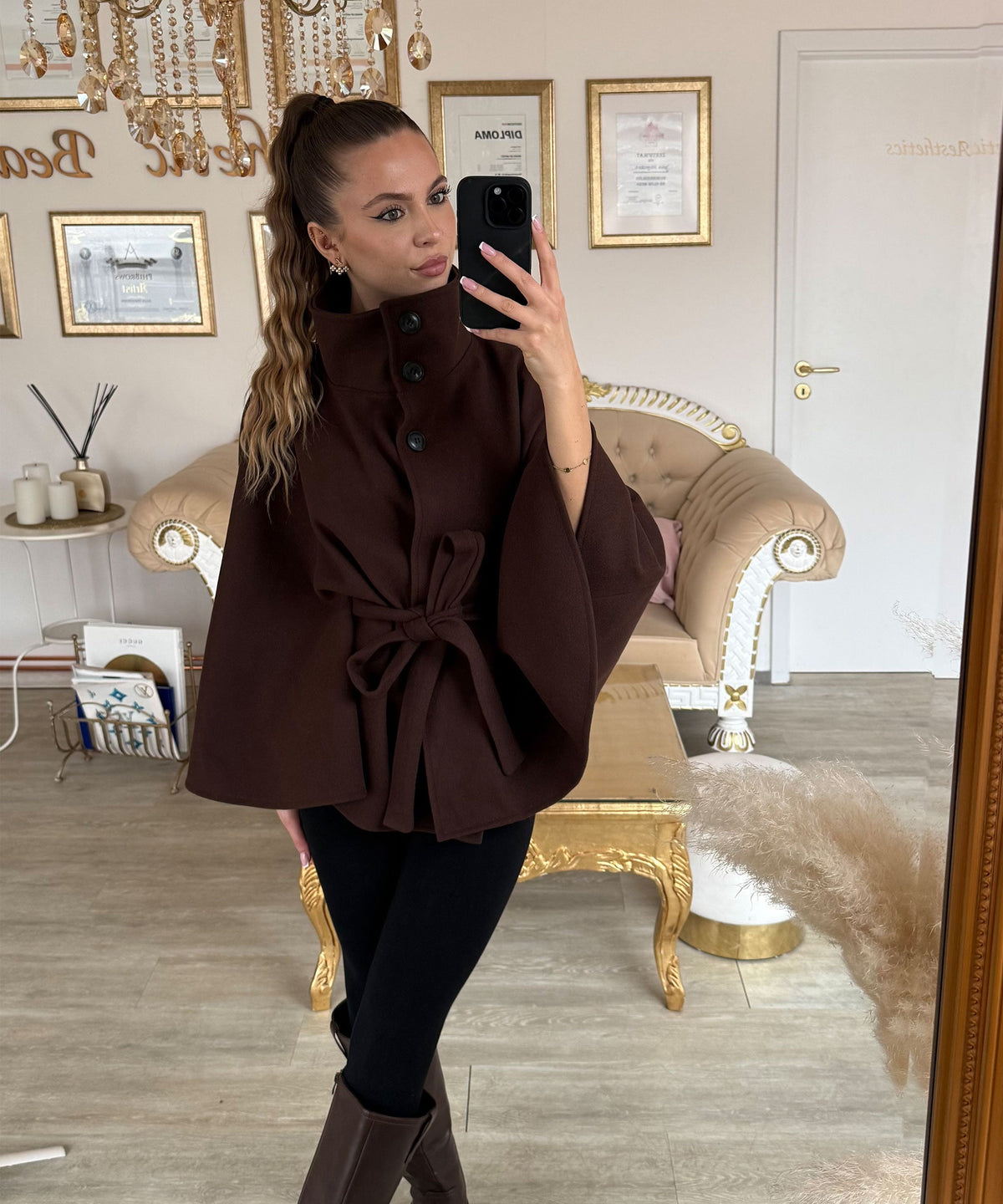 The Chelsea Cape in brown