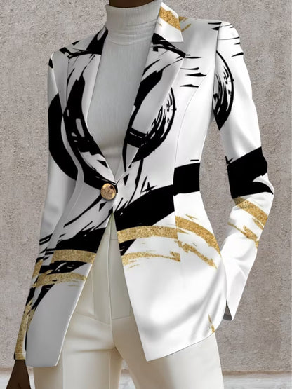 Printed tailored blazer in Ivory Brushstroke