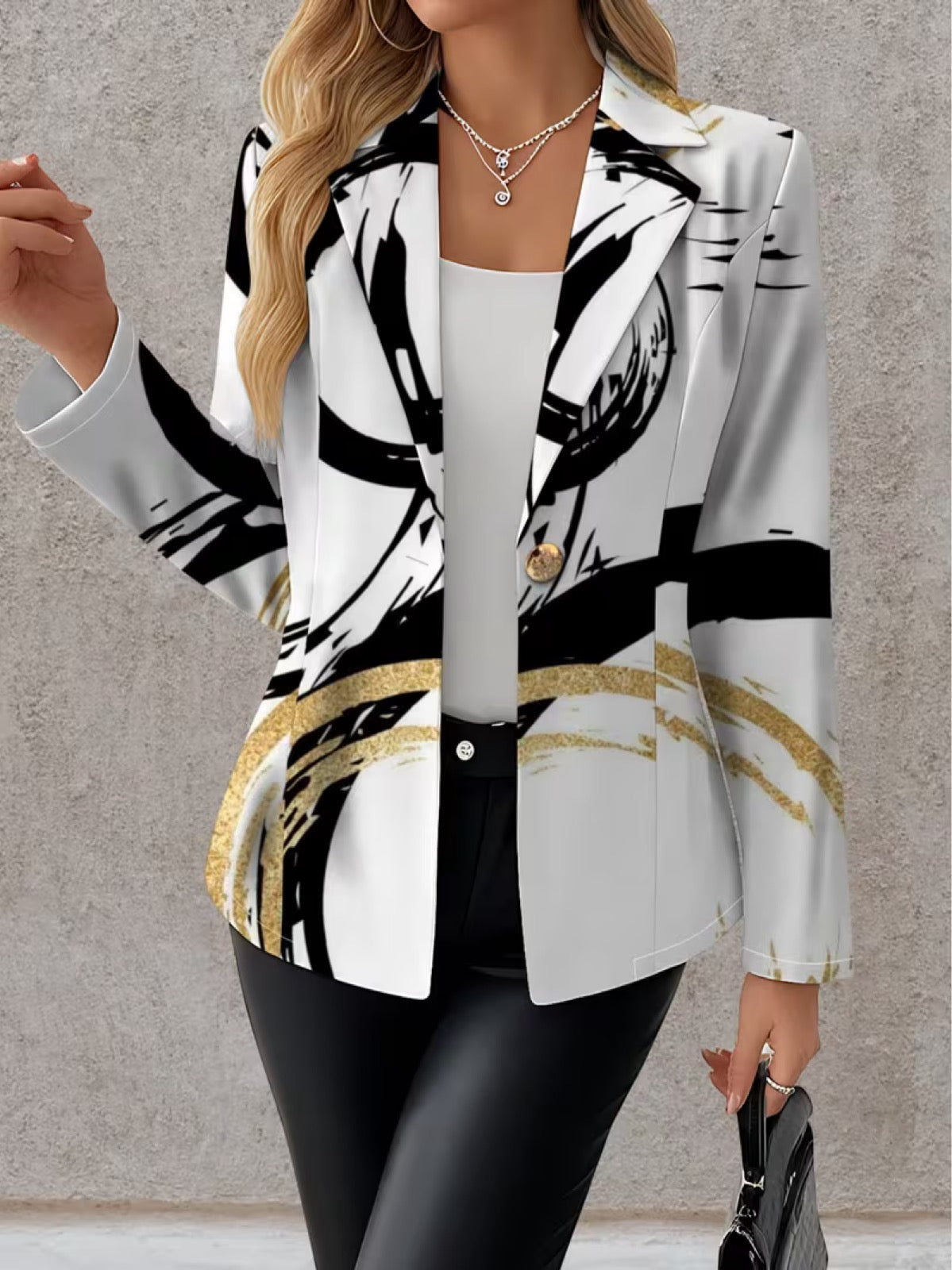 Printed tailored blazer in Ivory Brushstroke