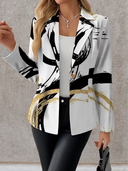 Printed tailored blazer in Ivory Brushstroke