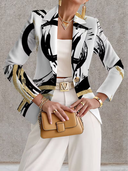 Printed tailored blazer in Ivory Brushstroke