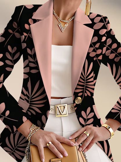 Printed tailored blazer in Pink Leaf
