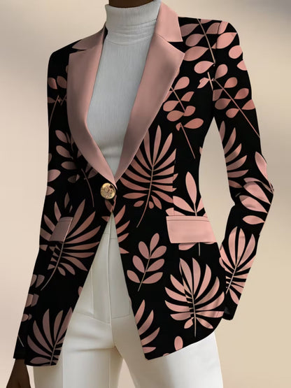 Printed tailored blazer in Pink Leaf