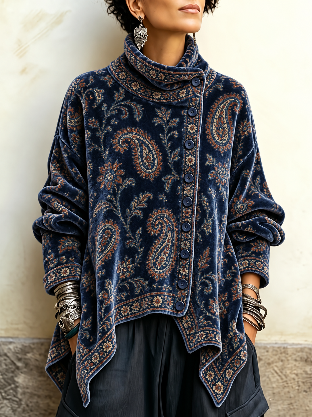 Clementine™ | Paisley Cowl Neck Top